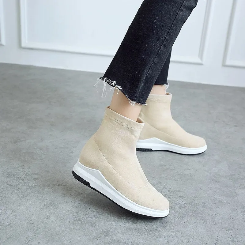 Platform Slip On Woman Ankle Boots