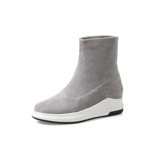 Platform Slip On Woman Ankle Boots