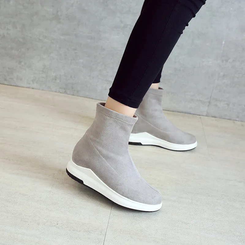 Platform Slip On Woman Ankle Boots