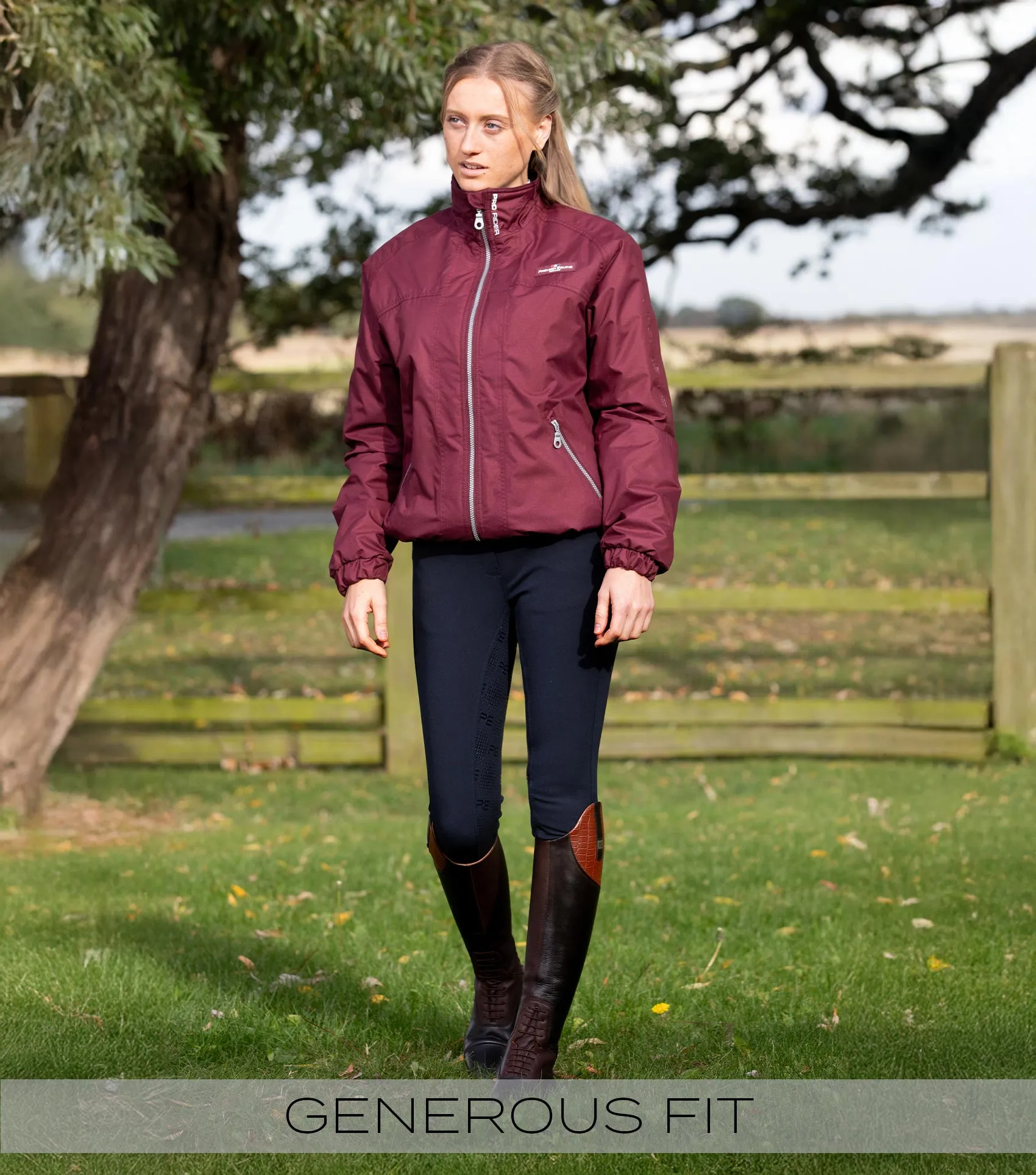 Pro Rider Unisex Waterproof Riding Jacket Wine