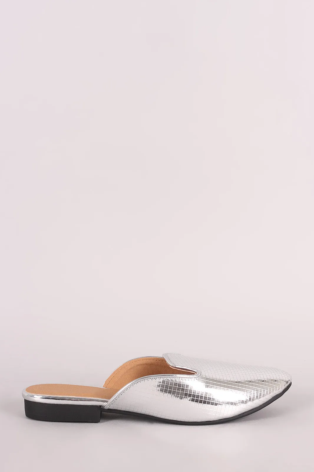 Qupid Grid Textured Slip-On Loafer Flat