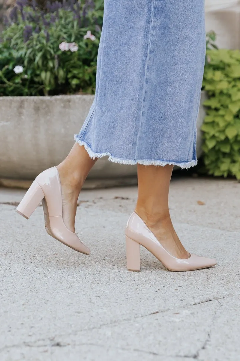 Shelly Nude Block Heel Pumps - FINAL SALE