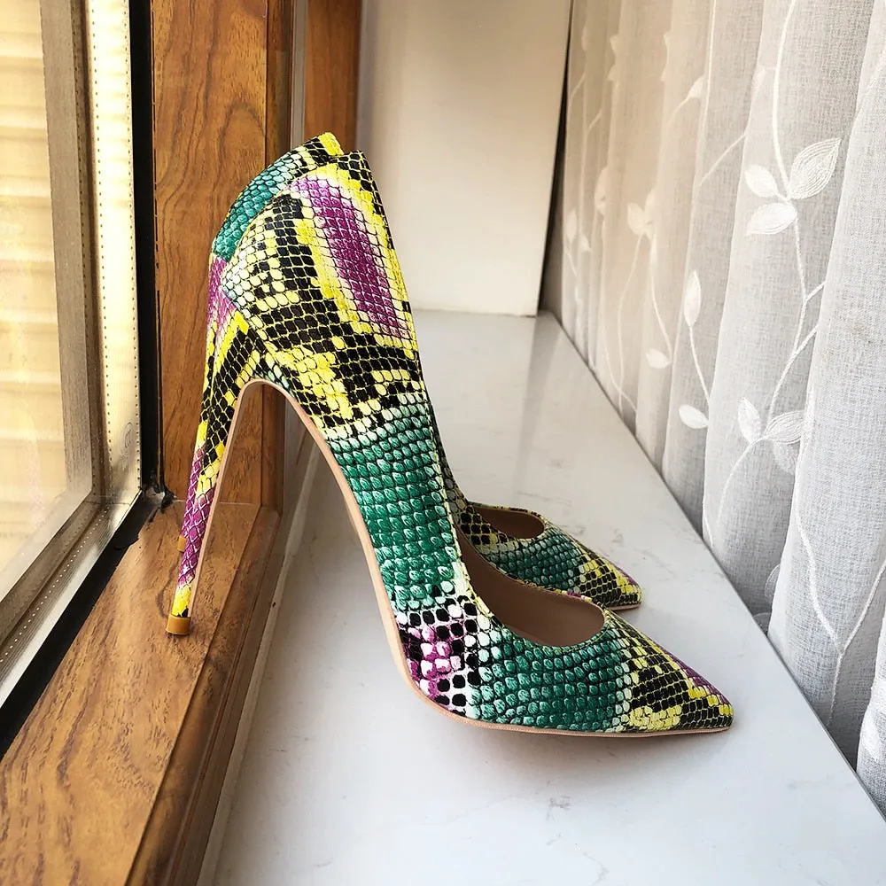 Snakeskin Chic Stiletto High Heel Pumps