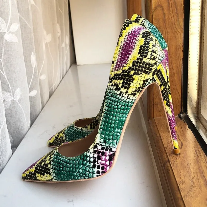 Snakeskin Chic Stiletto High Heel Pumps