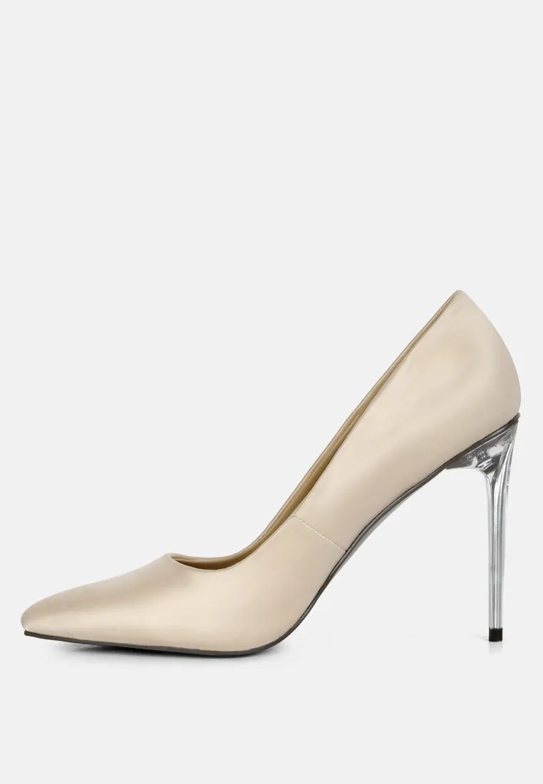 Stakes Clear High Heel Satin Pump Heels