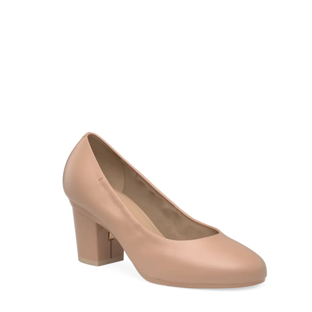 The Ballet Pump - Latte Stretch Leather 3 Block