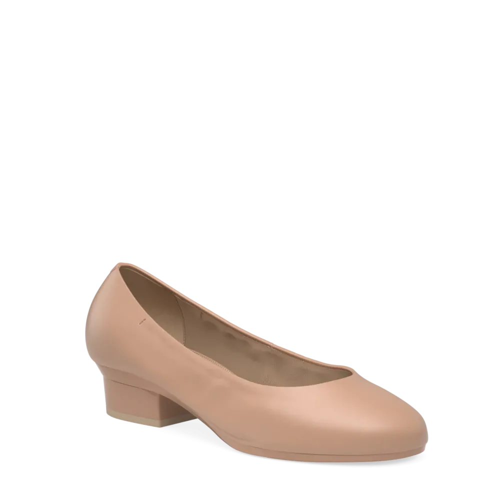 The Ballet Pump - Latte Stretch Leather 3 Block