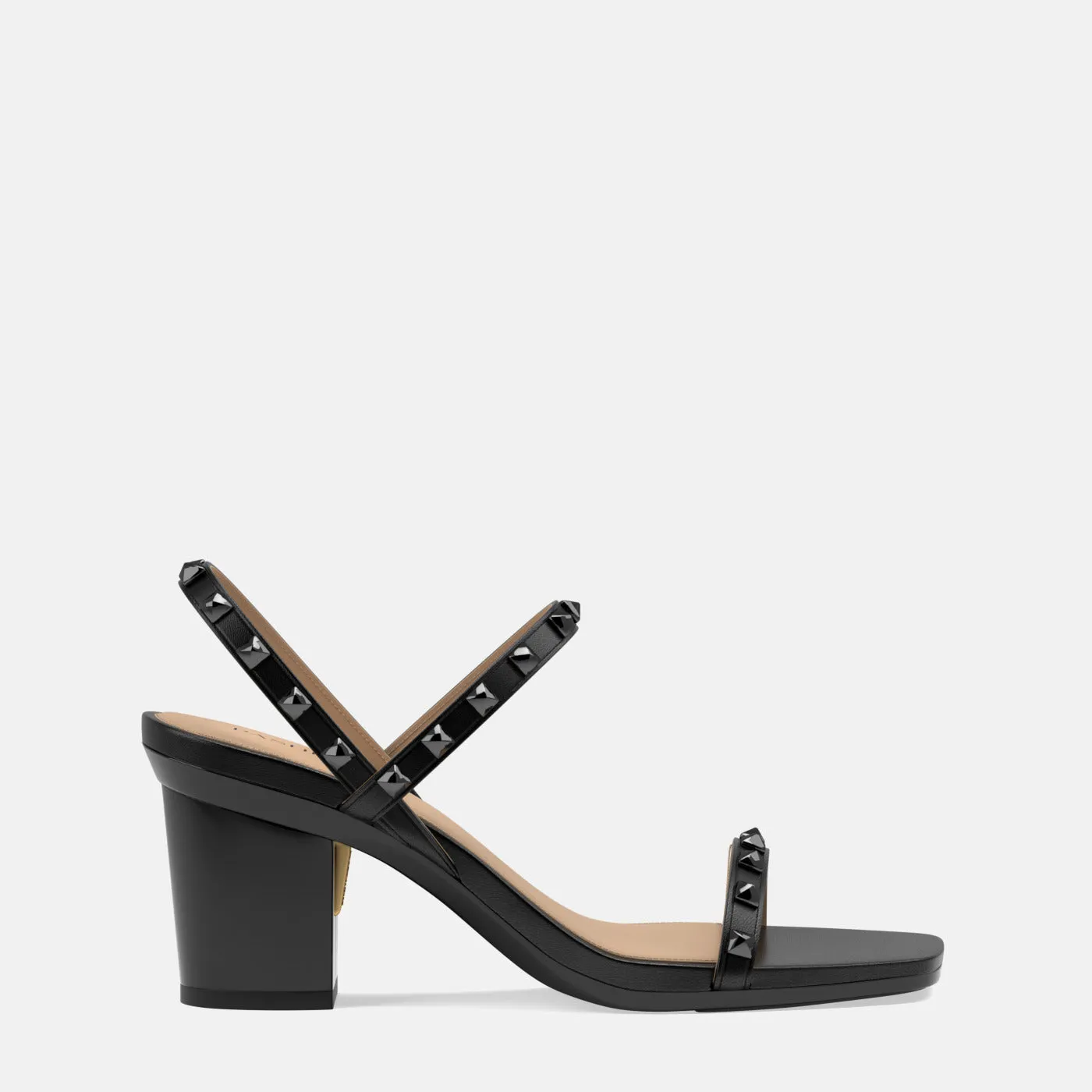 The Slingback Miranda - Coal Leather Stud   Block Heel Kit 3 Coal-FINAL SALE