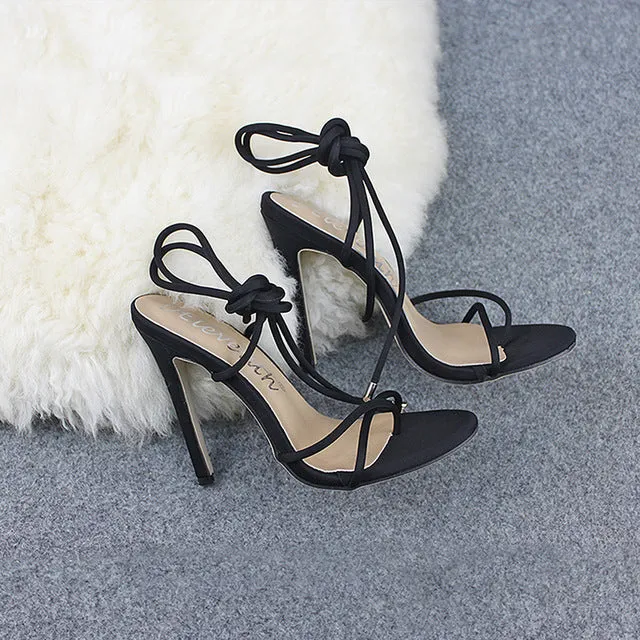 Thin Heels Women Pumps Ankle Cross Strap  Shoes