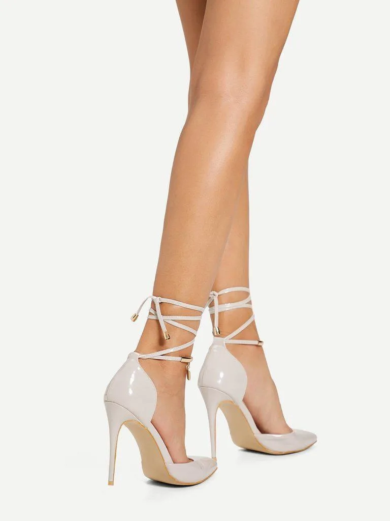 Tie Leg Pointed Toe Stiletto Heels