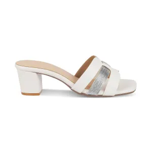 Tresmode Silo White Women's Dress Block Heel Sandals