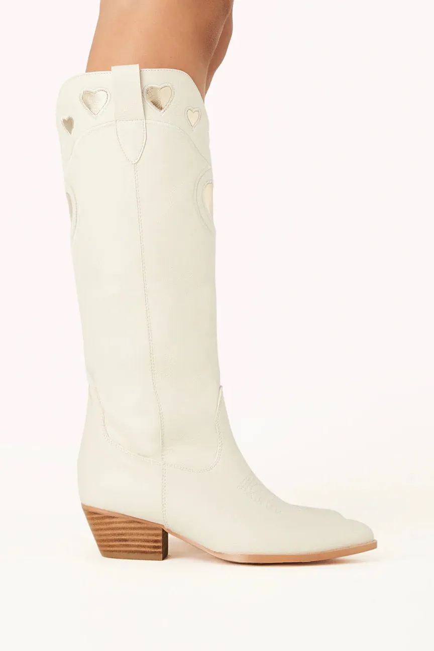 Velma Western Boot ~ Ivory/Gold