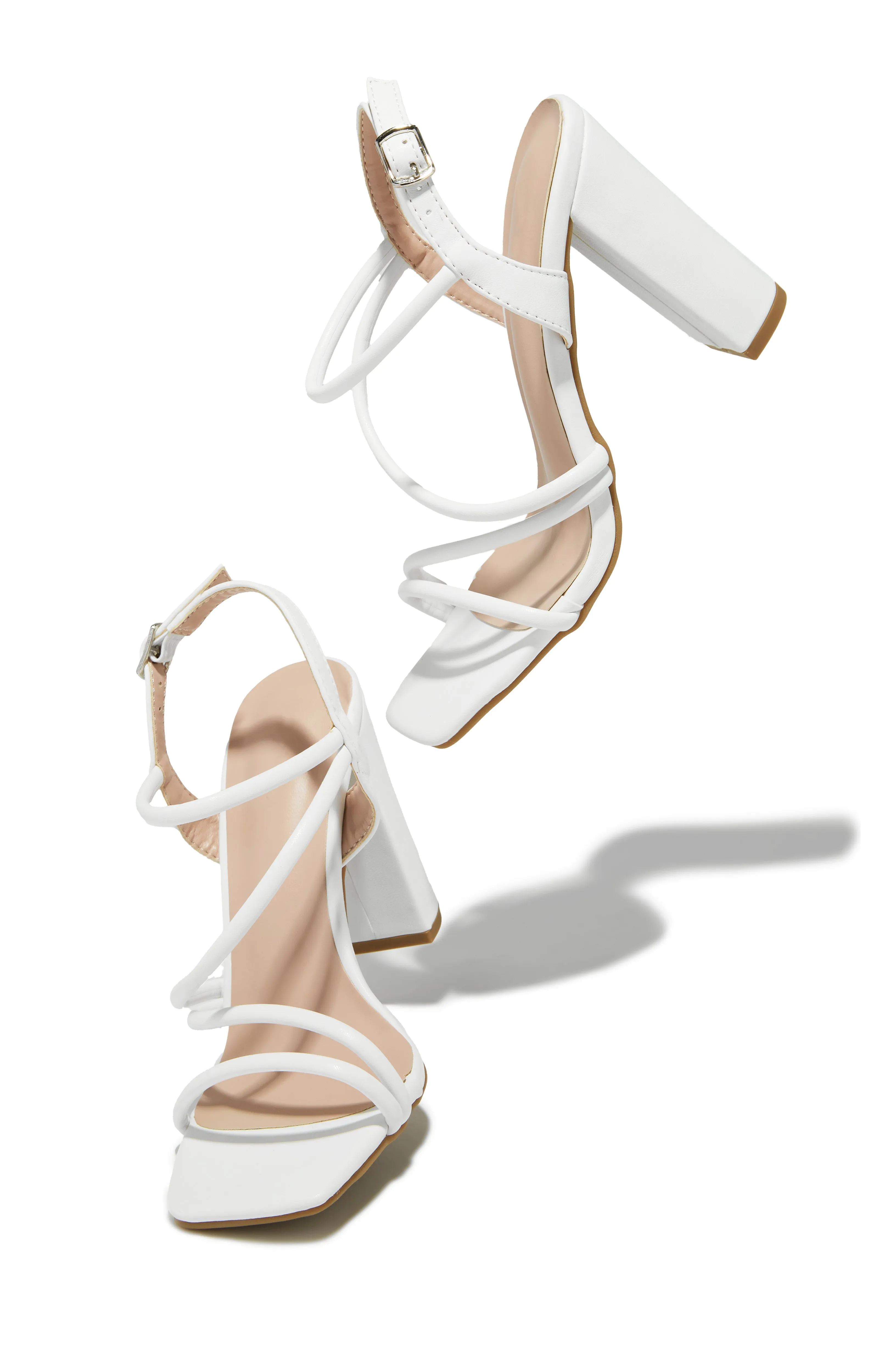 Victoria Block Heels - White