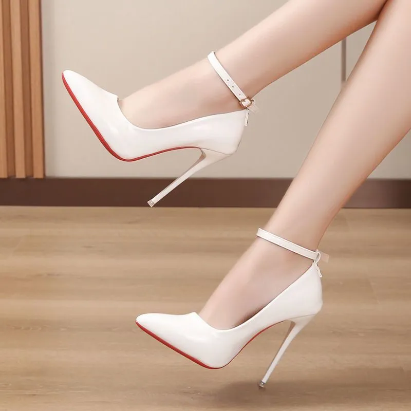 Women Super High Heels Ankle Bead Buckle Pumps - WSHP50054