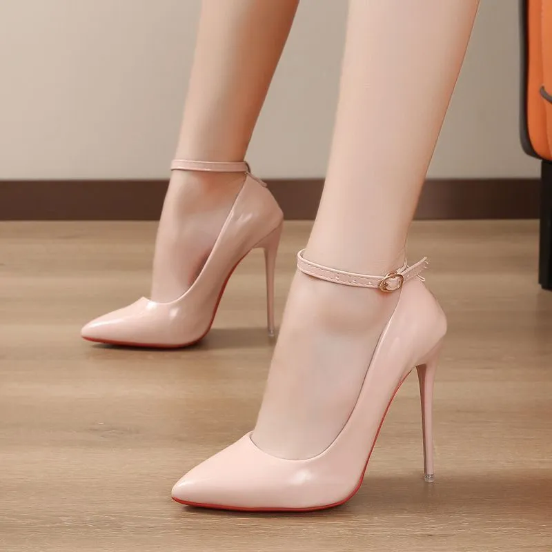 Women Super High Heels Ankle Bead Buckle Pumps - WSHP50054